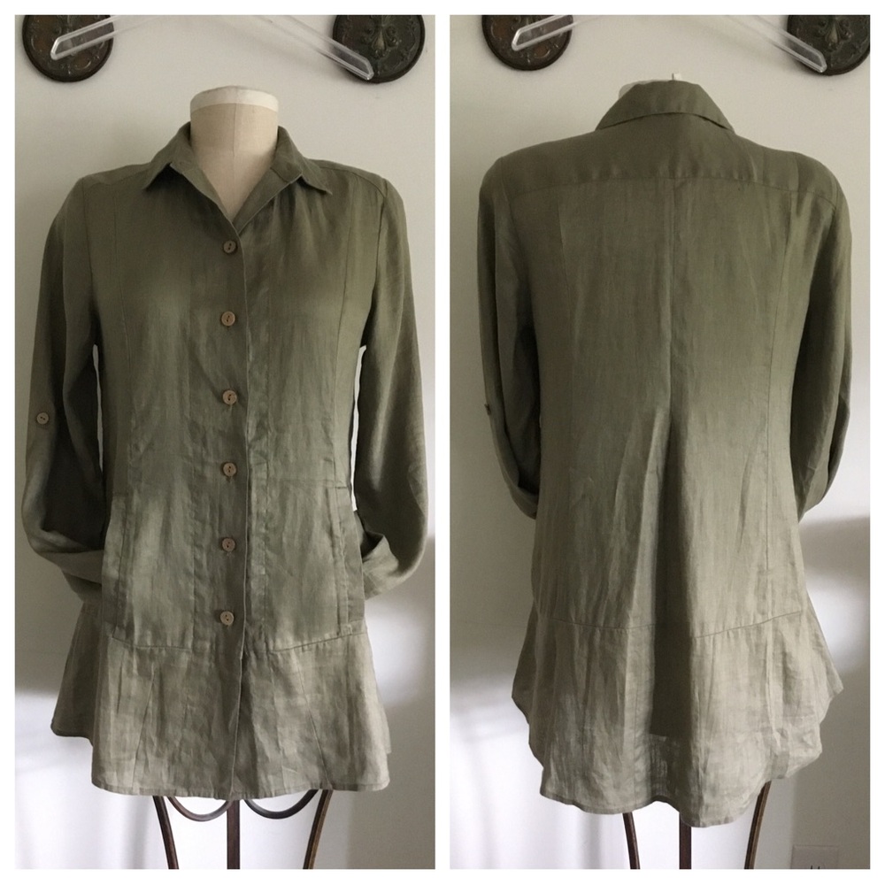 Soft Surroundings khaki linen/rayon tunic